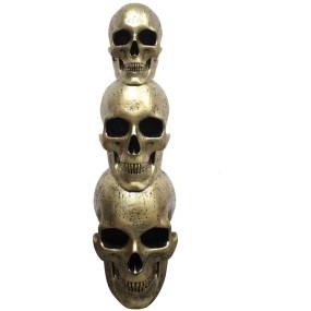Haunted Hill Farm 3-Ft. Golden Skull Stack Prelit LED Resin Figurine, Indoor or Covered Outdoor Halloween Decoration, Plug-In - Almo HHRS036-1SKL-GLD