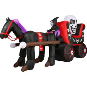 Haunted Hill Farm 6-Ft.Tall Pre-Lit Inflatable Skull Carriage - Almo HICARRIAGE061-L