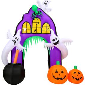 Haunted Hill Farm 9-Ft. Pre-Lit Inflatable Ghost Pumpkin Arch - Almo HIHARCH091-L
