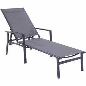 Naples Adjustable Sling Chaise in Gray Sling and Gray Frame - Hanover NAPLESCHS-GRY