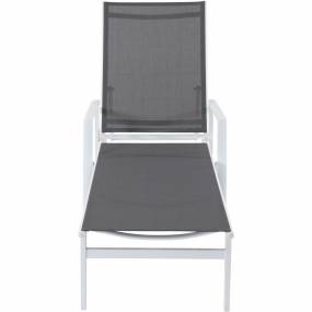 Naples Adjustable Sling Chaise in Gray Sling and White Frame - Hanover NAPLESCHS-W-GRY