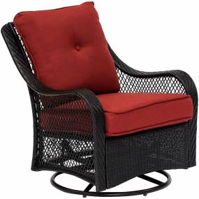 Orleans 5-Piece Fire Pit Chat Set in Autumn Berry with 4 Woven Swivel Gliders and a 26-In. Square Fire Pit Table - Hanover ORL5PCFPSQ-BRY
