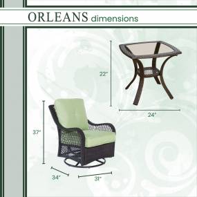 Orleans 3-Piece Swivel Gliding Chat Set in Avocado Green - Hanover ORLEANS3PCSW