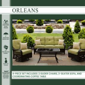 Orleans 4-Piece All-Weather Patio Set in Avocado Green - Hanover ORLEANS4PCSW