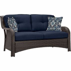 Strathmere 6-Piece Lounge Set in Navy Blue with Fire Pit Table - Hanover STRATH6PCFP-NVY-TN