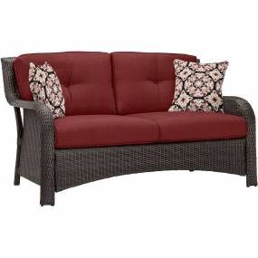 Strathmere 6-Piece Lounge Set In Crimson Red with Fire Pit Table - Hanover STRATH6PCFP-RED-TN