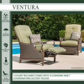 Ventura Outdoor Luxury Recliner in Vintage Meadow - Hanover VENTURAREC