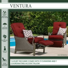 Ventura Outdoor Luxury Recliner in Crimson Red - Hanover VENTURAREC-RED