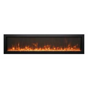 60″ Extra Slim Indoor or Outdoor Electric Built-In only Electric Fireplace with black steel surround  - Amantii BI-60-XTRASLIM