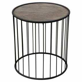 Gibson 22" Round End Table with Grey Oak Finished Top and Metal Base - Diamond Sofa GIBSONETGO