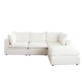 Ivy 4-Piece Reversible Modular Chaise Sectional in White Faux Shearling w/ Feather Down Seating by Diamond Sofa - Diamond Sofa IVY2SC1AC1OTWH