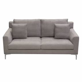 Seattle Loose Back Loveseat in Grey Polyester Fabric w/ Polished Silver Metal Leg - Diamond Sofa SEATTLELOGR