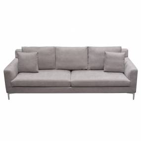 Seattle Loose Back Sofa in Grey Polyester Fabric w/ Polished Silver Metal Leg - Diamond Sofa SEATTLESOGR