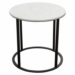 Surface Round End Table w/ Engineered Marble Top & Black Powder Coated Metal Base - Diamond Sofa SURFACEETMA