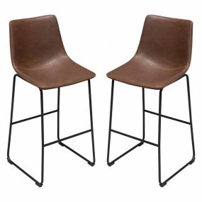 Theo Set of (2) Bar Height Chairs in Chocolate Leatherette w/ Black Metal Base - Diamond Sofa THEOBCCH2PK