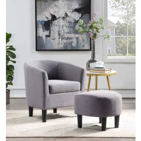 Take a Seat Churchill Accent Chair with Ottoman in Cement Grey - Convenience Concepts 310141FCGY