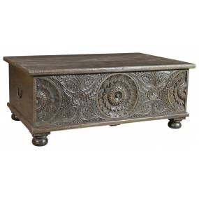 Aria Carved Box Coffee Table, Antique Black - TF421402AR