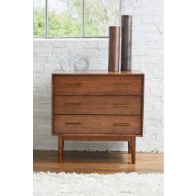 Walnut Lavina Three Drawer Chest In Poplar Veneer With Solid Wood Legs - Unique Furniture 40713010