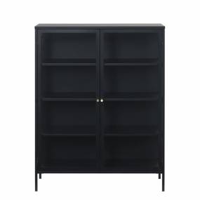 Black And Golden Carmel Glass Cabinet 55"H In Steel With Tempered Glass - Unique Furniture 42280602