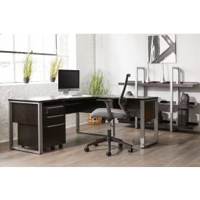 Espresso Crescent Desk With Laminate Top And Metal Base - Unique Furniture 44024000142