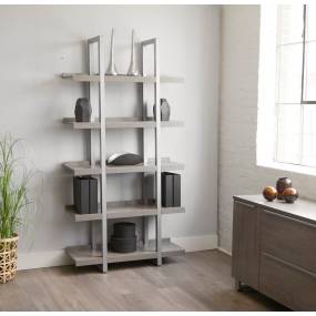 Grey Open Bookcase In High Pressure Melamine And MDF With Laminate Top And Metal Base - Unique Furniture 44334000102