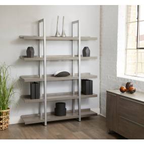 Grey Open Bookcase In High Pressure Melamine And MDF With Laminate Top And Metal Base - Unique Furniture 44334000103