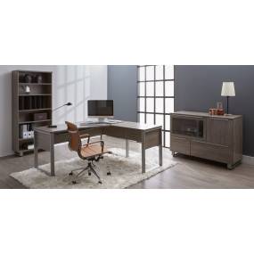 Grey Crescent Desk With Laminate Top And Metal Base - Unique Furniture 44334000142