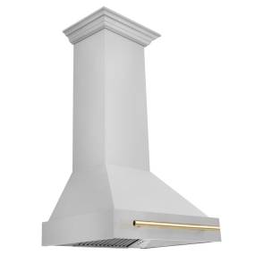 ZLINE 30" Autograph Edition Stainless Steel Range Hood with Stainless Steel Shell and Gold Handle - Zline 8654STZ-30-G