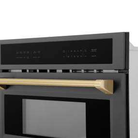 ZLINE Autograph Edition 30 1.6 cu ft. Built-in Convection Microwave Oven in Black Stainless Steel and Champagne Bronze Accents - ZLINE Kitchen and Bath MWOZ-30-BS-CB