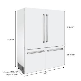 ZLINE 60" 32.2 cu. ft. Built-In 4-Door French Door Refrigerator with Internal Water and Ice Dispenser in White Matte - Zline Kitchen and Bath RBIV-WM-60