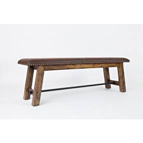 Cannon Valley Distressed Wood Bench with Upholstered Seat - Jofran 1511-56KD