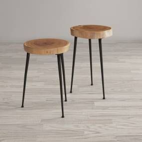 Global Archive Wood and Iron Accent Tables (Set of 2) - Jofran 1730-20