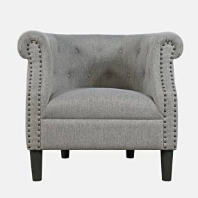 Lily Transitional Contemporary Upholstered Barrel Curved Back Accent Chair with Nailhead Trim - Jofran LILY-CH-ASH