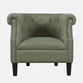 Lily Transitional Contemporary Upholstered Barrel Curved Back Accent Chair with Nailhead Trim - Jofran LILY-CH-SAGE