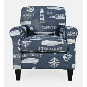 Seafarer Coastal Nantucket Cape Nautical Upholstered Accent Chair - Jofran SEAFARER-CH-NAVY