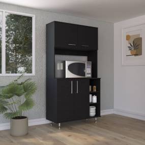  Malta Kitchen Pantry Double Door Cabinet, Four Legs, Three Shelves, Black – Depot E-Shop DE-ALW5577