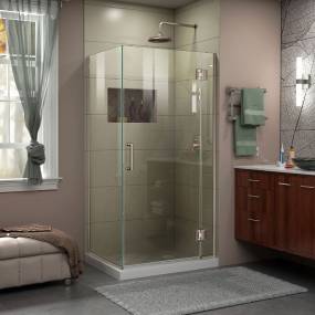 DreamLine Unidoor-X 35-3/8" W x 30" D x 72" H Hinged Shower Enclosure in Brushed Nickel Finish - Dreamline E12930-04