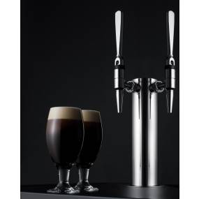 Built-in commercially approved dual tap nitro coffee kegerator in stainless steel - Summit Appliance SBC682NCFTWIN