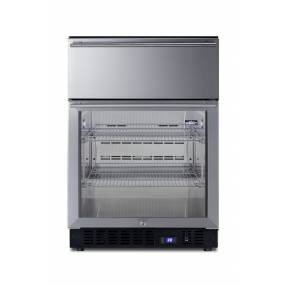 Commercial built-in undercounter glass door refrigerator with top drawer - Summit Appliance SCR615TD