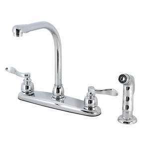 Kingston Brass FB751NFLSP NuWave French 8-Inch Centerset Kitchen Faucet with Sprayer, Polished Chrome - Kingston Brass FB751NFLSP
