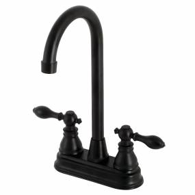 Kingston Brass KB490ACL American Classic Two-Handle High-Arc Bar Faucet, Matte Black - Kingston Brass KB490ACL