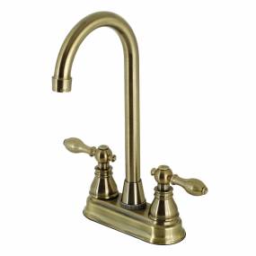 Kingston Brass KB493ACL American Classic Two-Handle High-Arc Bar Faucet, Antique Brass - Kingston Brass KB493ACL