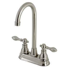 Kingston Brass KB498ACL American Classic Two-Handle High-Arc Bar Faucet, Brushed Nickel - Kingston Brass KB498ACL