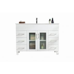 Nova 48 - White Cabinet With Ceramic Basin Countertop - Laviva 31321529-48W-CB