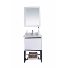 Alto 24 - White Cabinet With White Carrara Marble Countertop - Laviva 313SMR-24W-WC