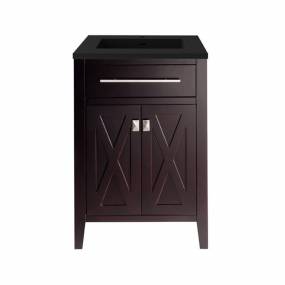 Wimbledon - 24 - Brown Cabinet With Matte Black VIVA Stone Solid Surface Countertop - Laviva 313YG319-24B-MB