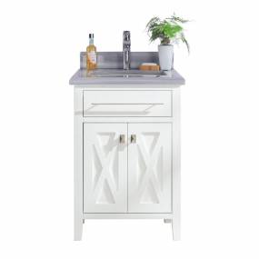 Wimbledon - 24 - White Cabinet With White Stripes Marble Countertop - Laviva 313YG319-24W-WS