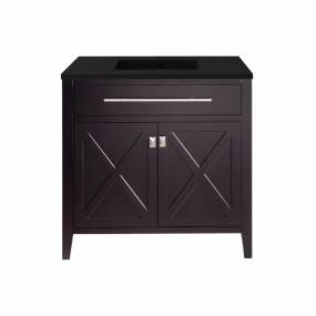 Wimbledon - 36 - Brown Cabinet With Matte Black VIVA Stone Solid Surface Countertop - Laviva 313YG319-36B-MB