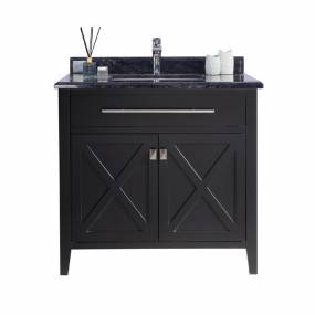 Wimbledon - 36 - Espresso Cabinet With Black Wood Marble Countertop - Laviva 313YG319-36E-BW