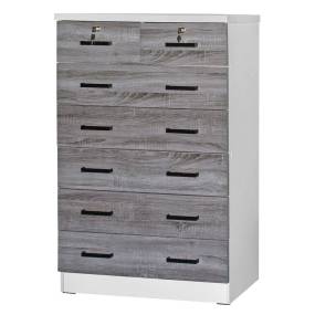 Better Home Products Cindy 7 Drawer Chest Wooden Dresser in Gray & White - Better Home WC-7-GRY-WHT